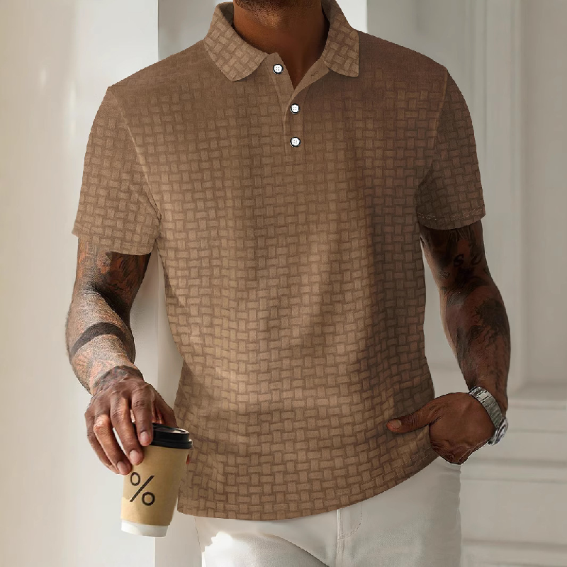 Men's Textured Striped Short-Sleeved POLO Shirt MTA0740D5X