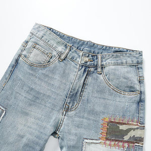 Vaqueros bordados con patchwork para hombre