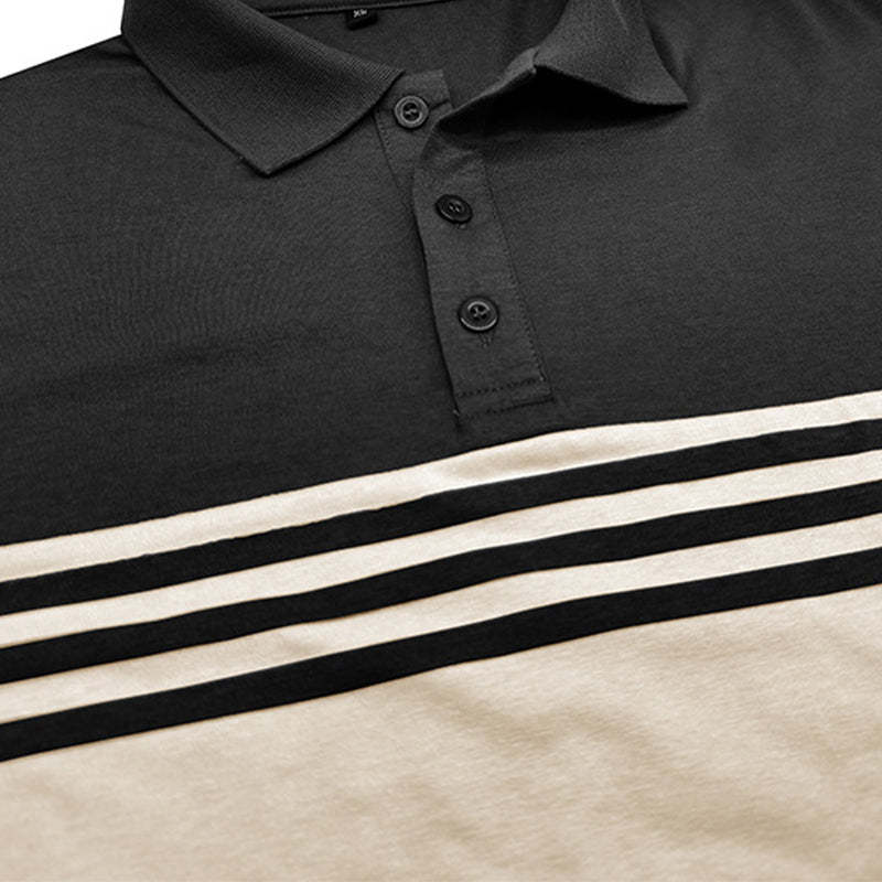 Men's Casual Striped Short Sleeve POLO Shirt MTA1882C7X