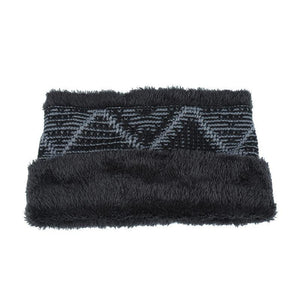Men's Outdoor Plus Velvet Warm Knitted Hat And Scarf Two-piece Set