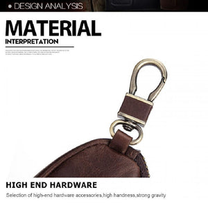 Cartera clásica de piel de vaca con cremallera para llaves de coche para hombre