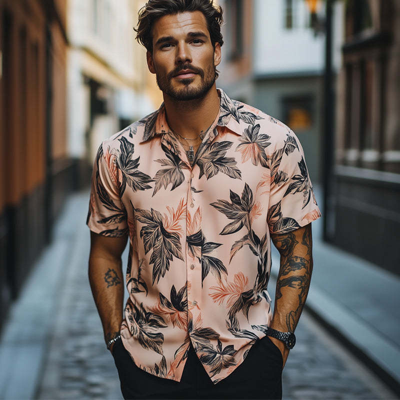 Herren Sommer Hawaiian Retro Print Casual Kurzarmhemd