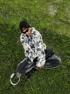 Chaqueta urbana resistente de lana de cordero sintética con efecto tie-dye 