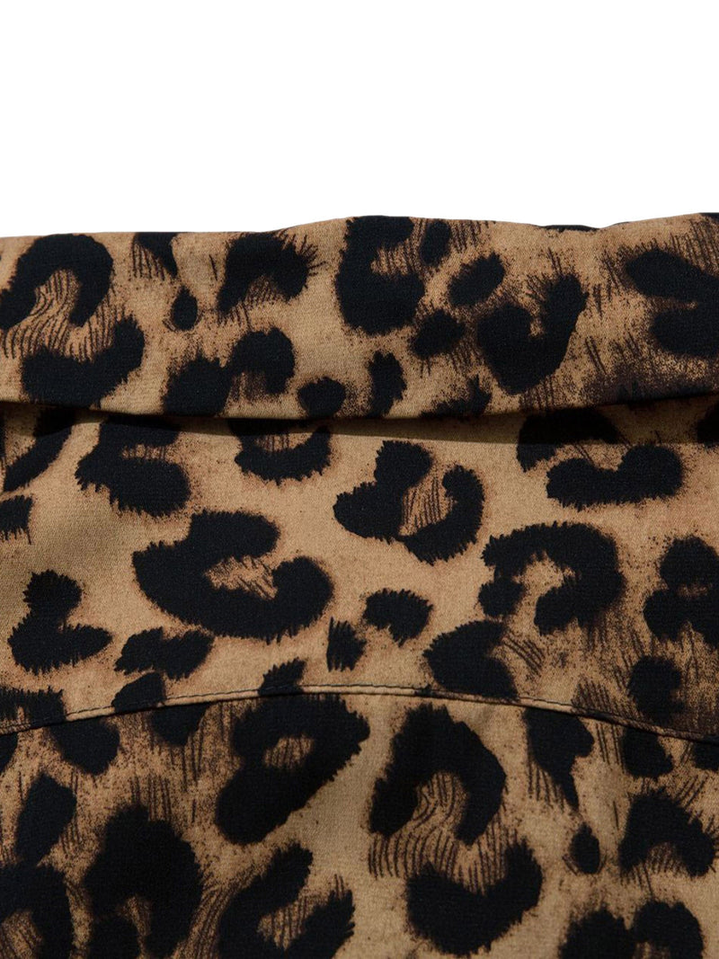 Vintage Wild Leopard Print Button-Up Shirt