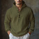 Hautfreundlicher, cremefarbener Langarm-Hoodie aus Baumwolle und Leinen für Herren