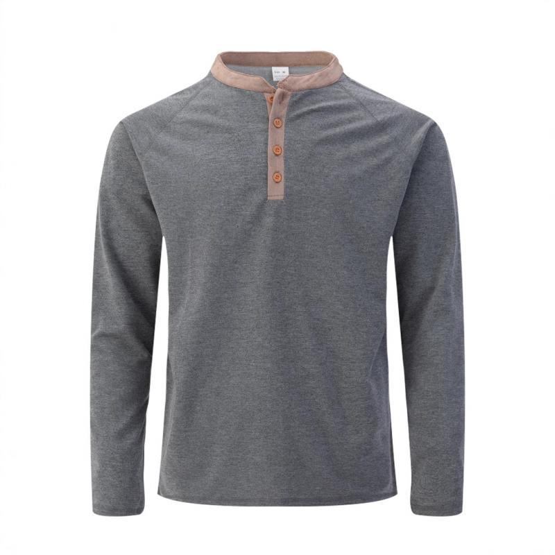 Camiseta informal de manga larga raglán con cuello redondo y bloques de color para hombre