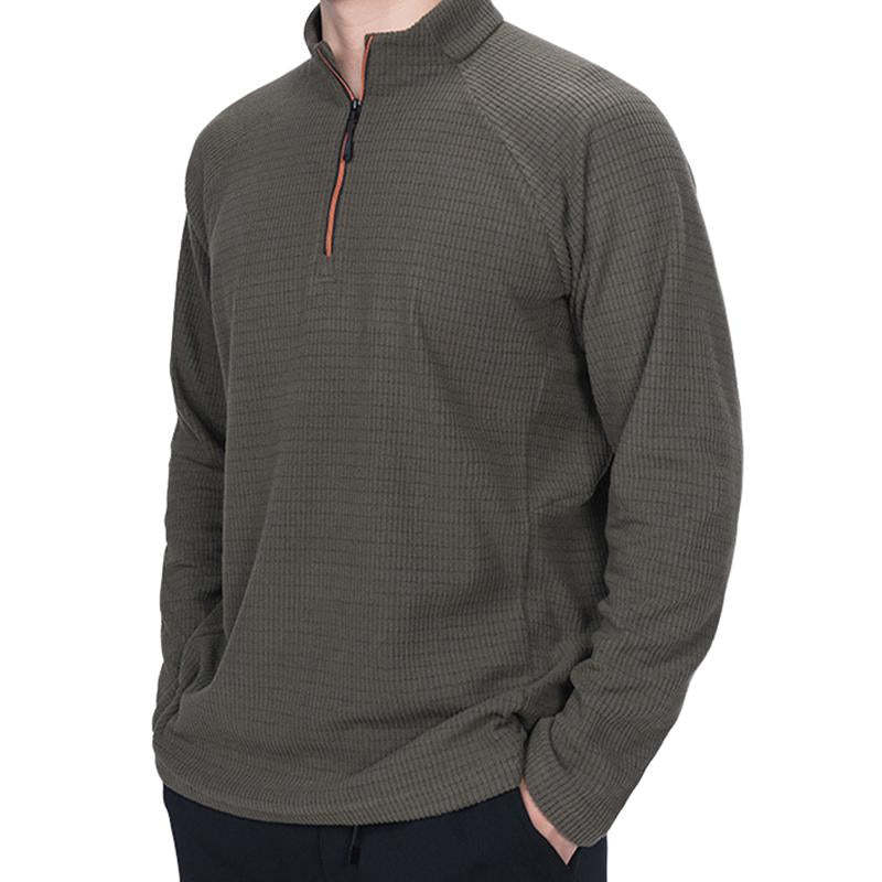 Men's Fleece Stand Collar Warm Pullover Sweatshirt
