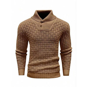Suéter informal de punto jacquard con solapa para hombre