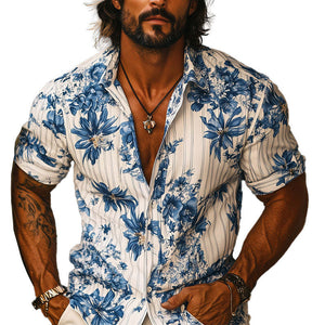 Men's Resort Floral Print Short Sleeve Shirt