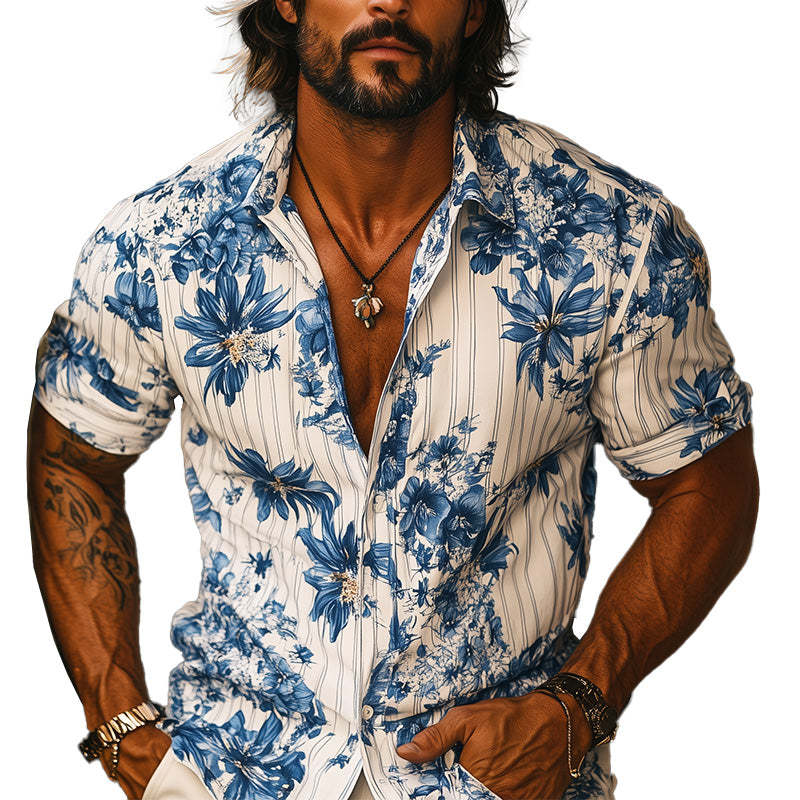 Men's Resort Floral Print Short Sleeve Shirt