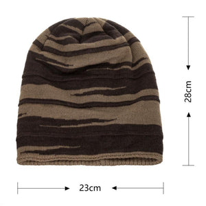 Men's Retro Colorblock Jacquard Plush Lining Warm Knitted Hat