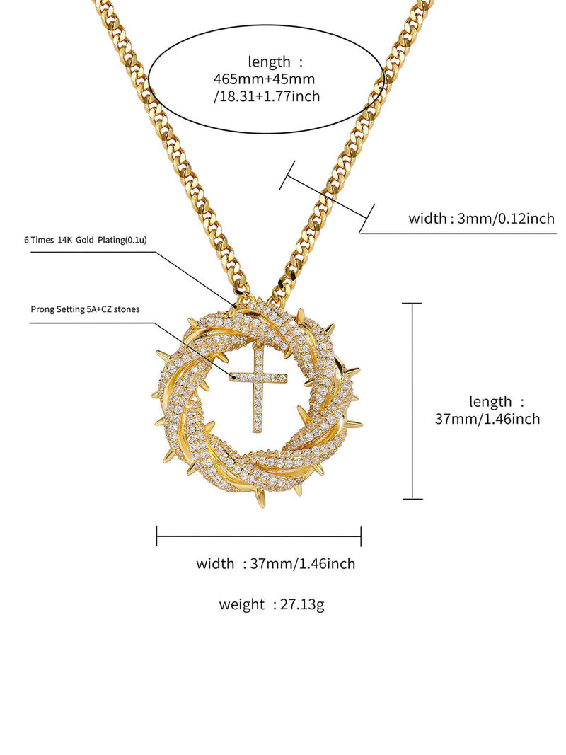 Twisted Cross Zircon Pendant Copper Necklace