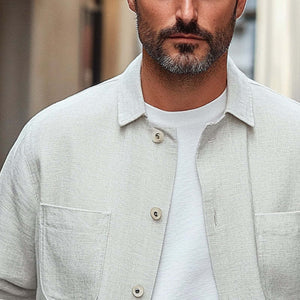 Men's Cotton And Linen Single Breasted Lapel Jacket