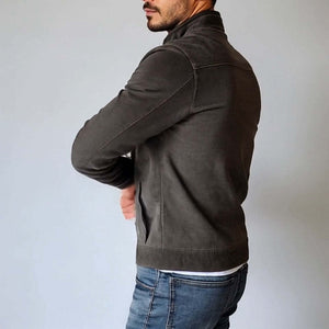Men's Vintage Suede Single Breasted Stand Collar Jacket