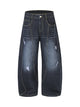 Washed Ripped Embroidered Scimitar Jeans