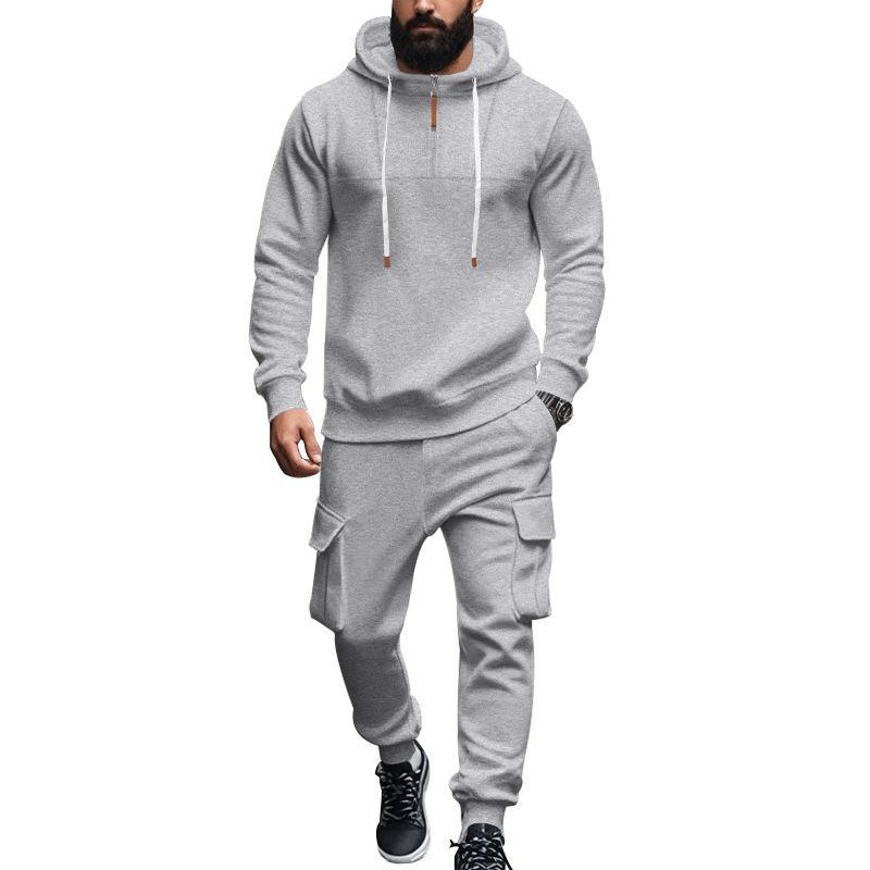 Men's Loose Sports Hooded Sweatshirt And Pants Set