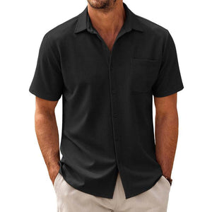 Camisa informal de manga corta de mezcla de algodón para hombre