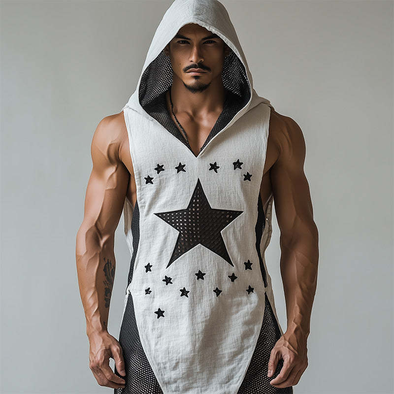 Men's Fashion Fishnet Hooded Tank Top