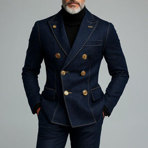 Blazer cruzado de mezclilla de moda para hombre