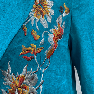 Blazer clásico retro informal de corte entallado estilo occidental de ante bordado para hombre