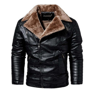 Men's Vintage PU Fleece Leather Jacket