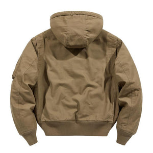Chaqueta bomber informal de algodón con capucha y cremallera para hombre
