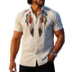 Camisa de manga corta con bordado de plumas vintage para hombre
