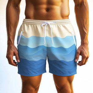 Pantalones cortos deportivos casuales de rayas onduladas para hombre