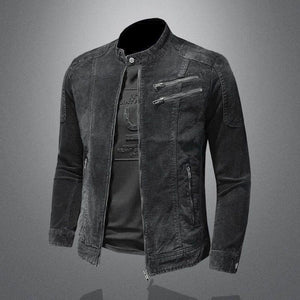 Herren-Bikerjacke aus gewaschenem Vintage-Denim