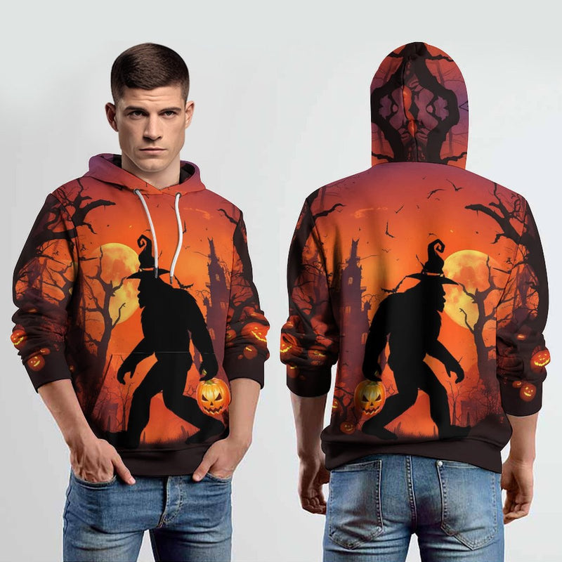 HALLOWEEN BIGFOOT PRINTED PERSONALIZED LOOSE MEN'S HOODIE HOODIE