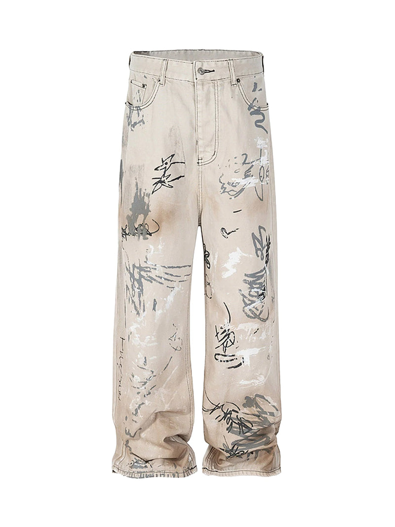 Hand-painted Graffiti Baggy Jeans