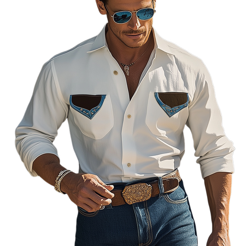 Men's Vintage Cotton Long Sleeve Shirt