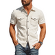 Herren Frühlingsmode Casual Slim Fit Multi-Pocket Dünnes Wildleder Kurzarmhemd