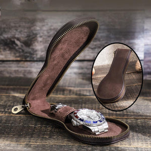 Bolsa de almacenamiento vintage de piel de vaca para relojes de hombre