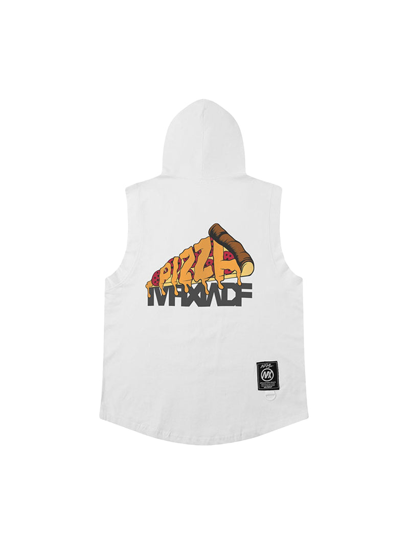 Chaleco con capucha y estampado de dibujos animados de hip-hop 