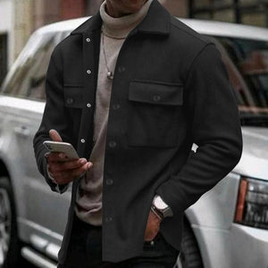 Men's Solid Color Lapel Single Breasted Jacket