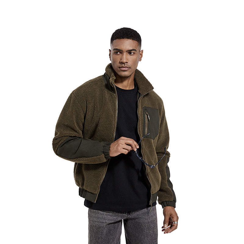 STAND UP COLLAR FLEECE CASUAL JACKET CARDIGAN OUTDOOR MEN'S CLOTHING