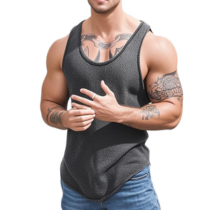 Lässiges, einfarbiges, schmal geschnittenes Strick-Tanktop für Herren mit U-Ausschnitt