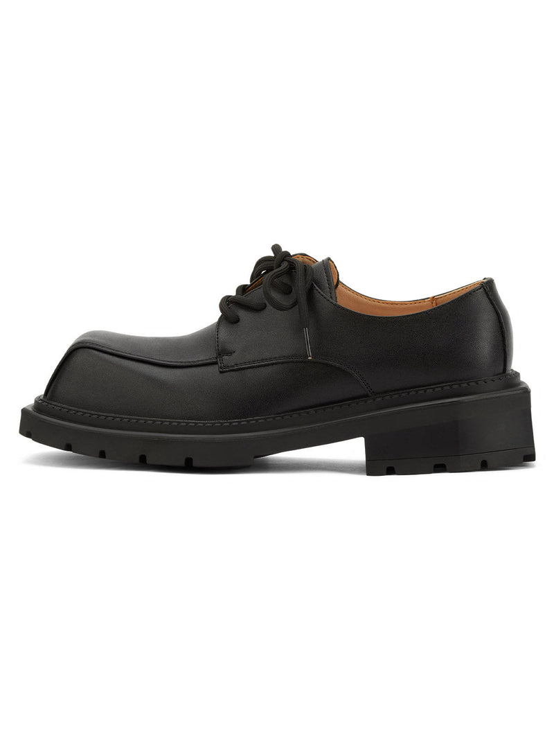 Black Square Toe Leather Shoes