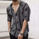 Camisa informal de manga corta con estampado retro para hombre