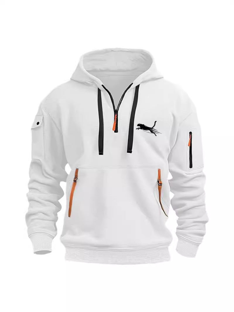 ZIPPER HOODIE WITH MULTIPLE POCKET DESIGN TOP COAT