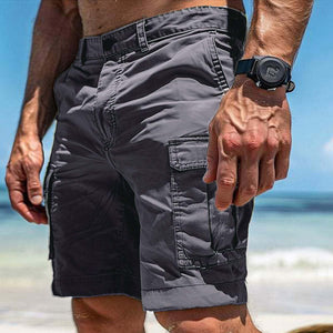 Einfarbige Cargo-Shorts mit mehreren Taschen für Herren