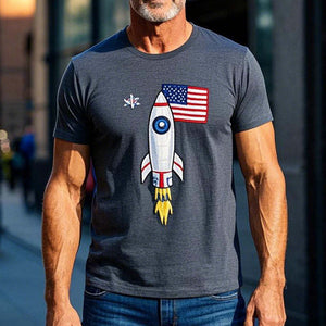 Camiseta de manga corta con estampado sencillo para hombre