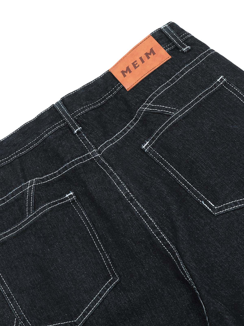 Deconstructed Multi-Pocket Cargo Straight Jeans