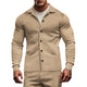 Men's Casual Twill Lapel Single Breasted Long Sleeve Shirt Jacket