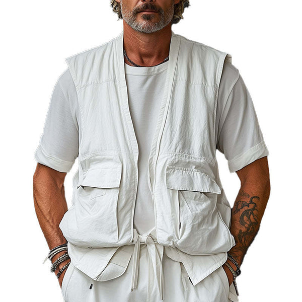 Chaleco de trabajo sencillo de color liso para hombre, de moda de primavera