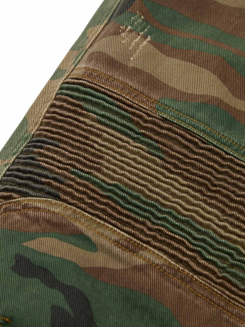 Camouflage Structured Pleated Pants