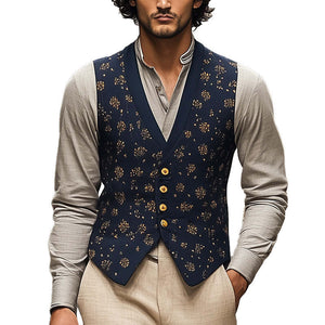 Men's Retro Print Business Casual Vest
