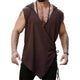Men's Brown Textured Cross Tie Hooded Tank Top