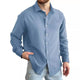 Men's Solid Long Sleeve Lapel Shirt